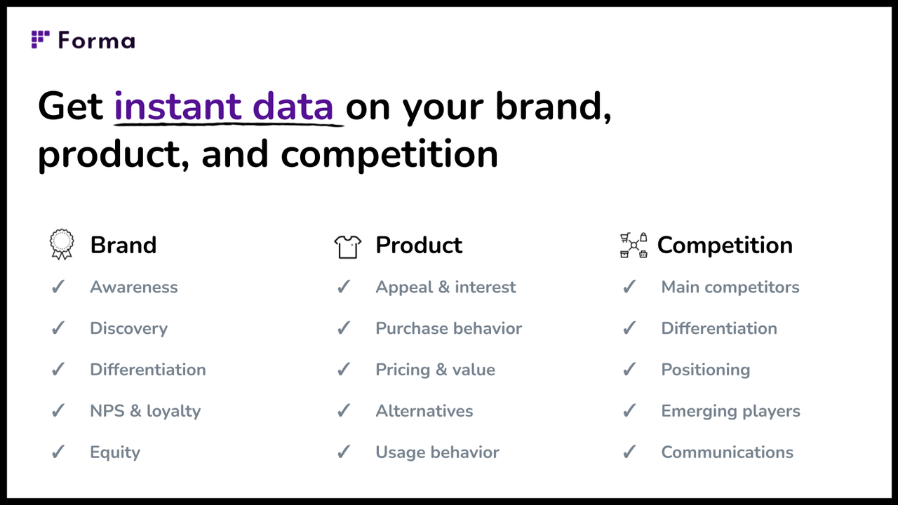 Get instant data on your brand,  product, and competition