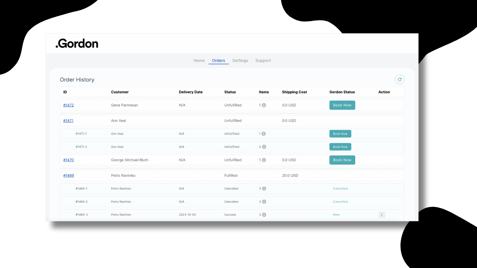 Gestion des commandes de Gordon Delivery