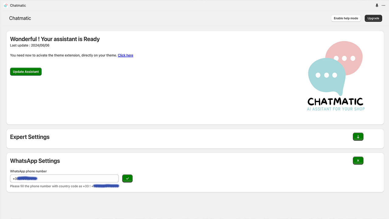 Configurações no back office