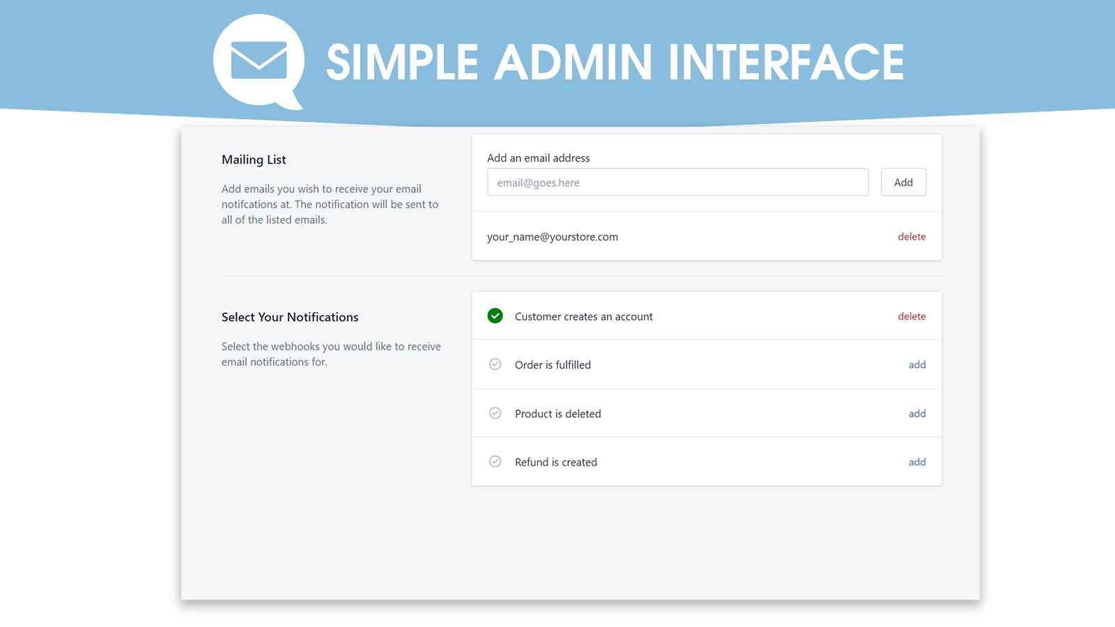 Eenvoudige admin interface