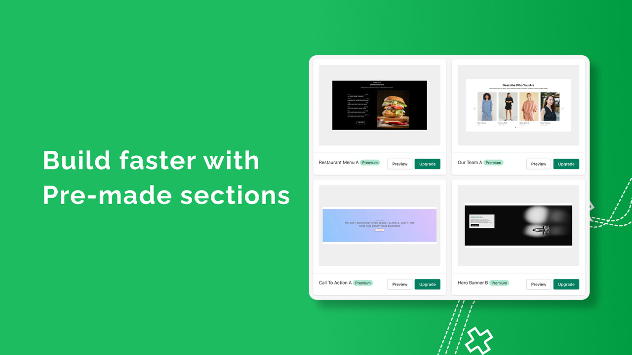 Build faster with Pre-made sections