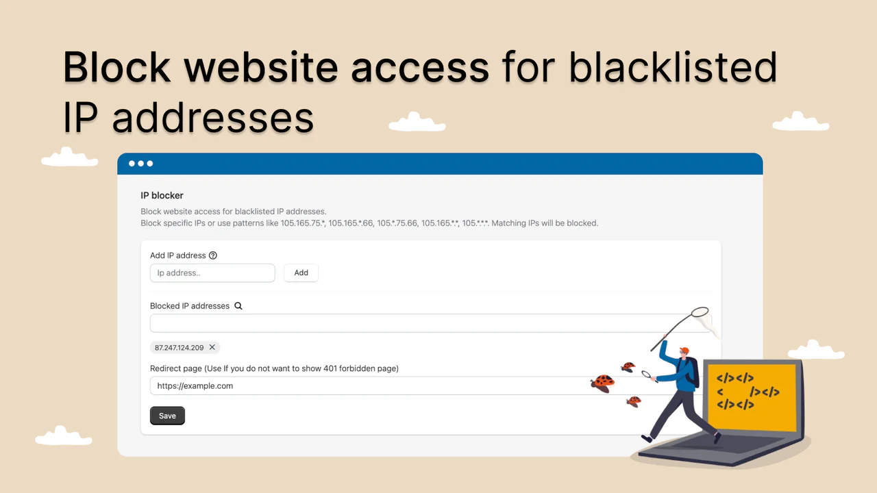 Block website access for blacklisted IP addresses