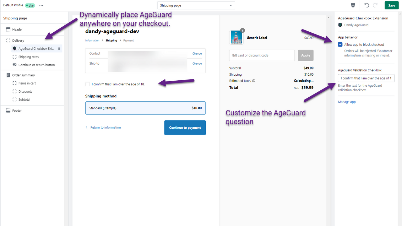 ageguard checkout configuration