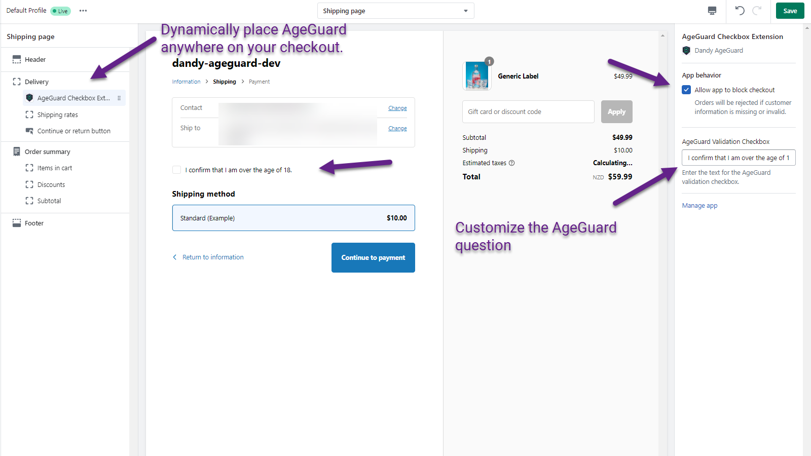 ageguard checkout configuration