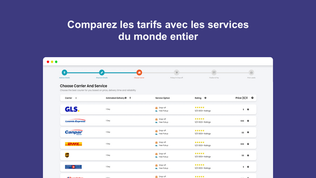 Comparez les tarifs avec les services du monde entier