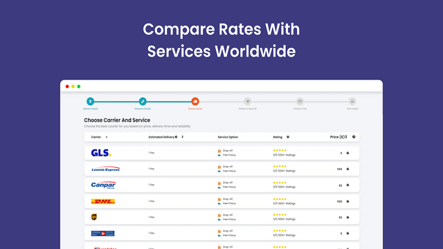 compara tarifas con todos los servicios de mensajería en todo el mundo