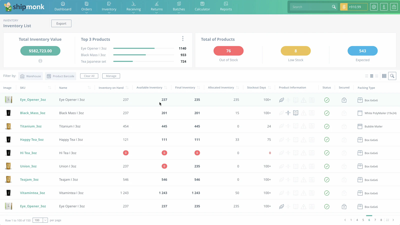 Inventarverwaltungs-Dashboard