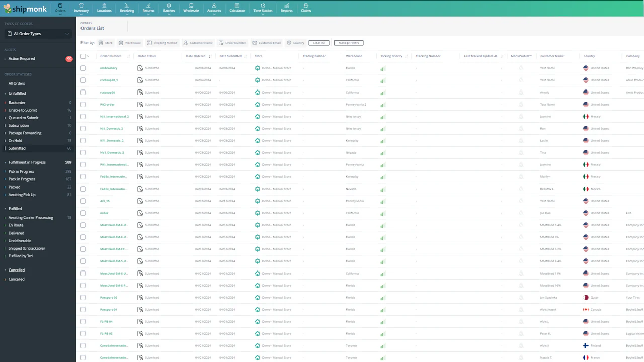 Tableau de bord de gestion des commandes