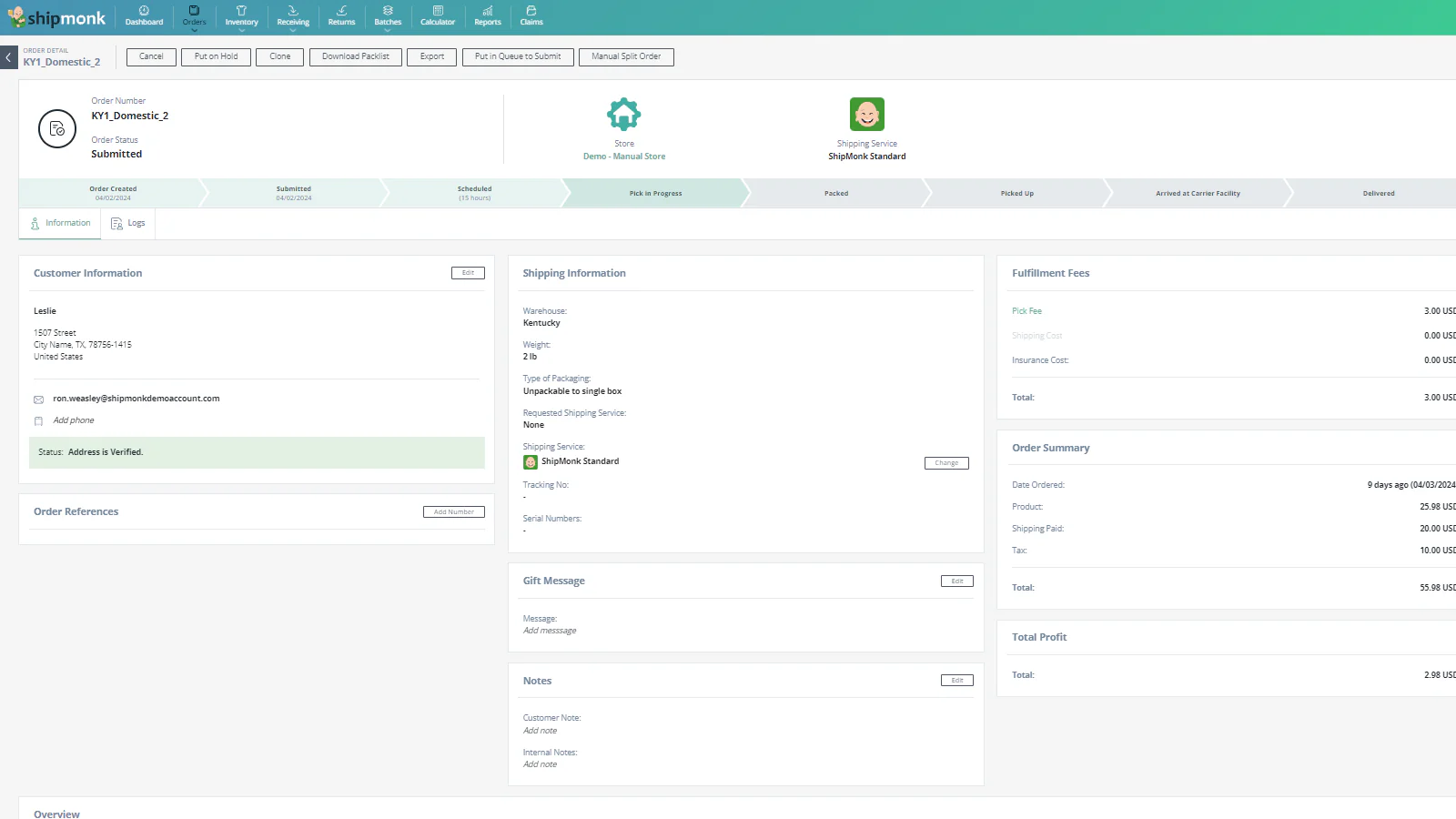 Order Management - Order Detail