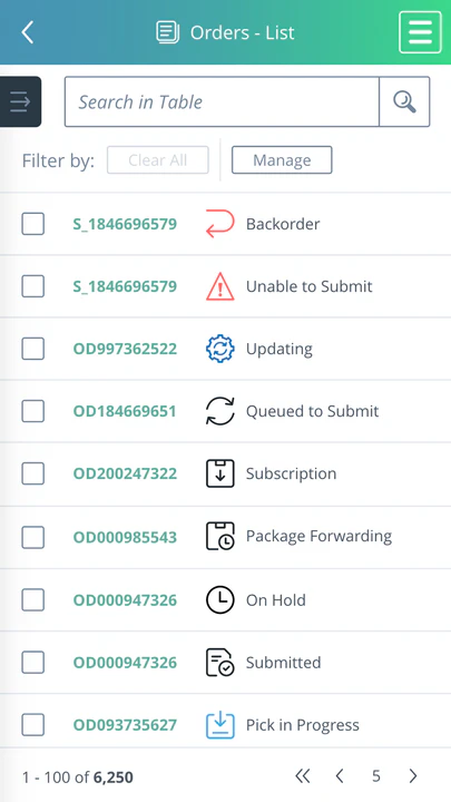 Orderbeheer Dashboard - Mobiel