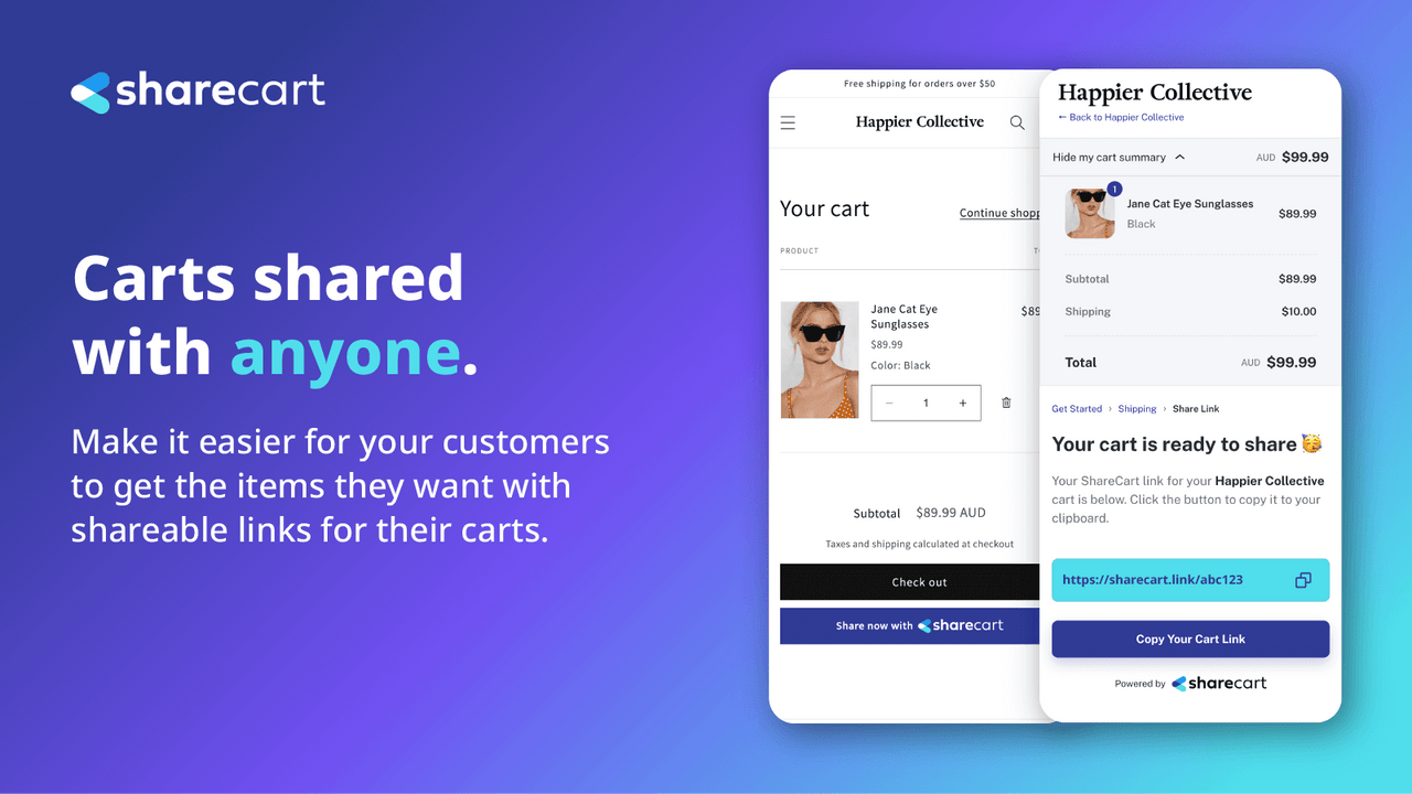 ShareCart dela varukorgar med vem som helst