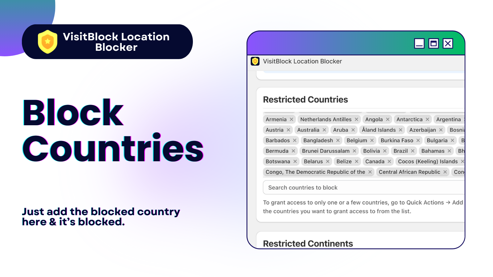 Locatie Blokker voor Shopify - Landen en Continent Blokkering