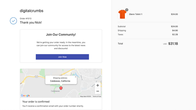 Send customers to your community after checkout.