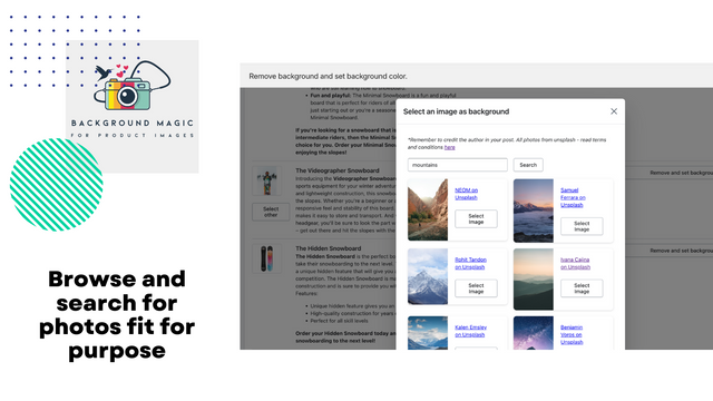 Choose the perfect background image for your product
