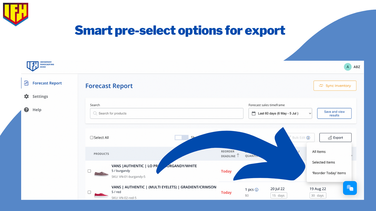 Inventory Forecasting Hero- rapport intelligent