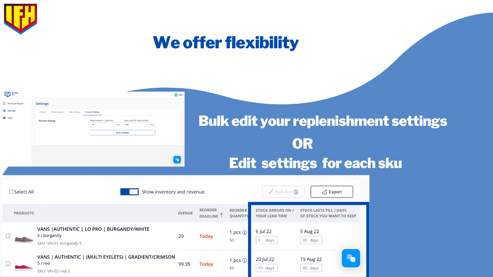 Inventory Forecasting Hero- edición masiva de cantidad de reabastecimiento