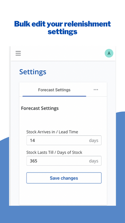 Inventory Forecasting Hero- edição em massa da quantidade de reposição