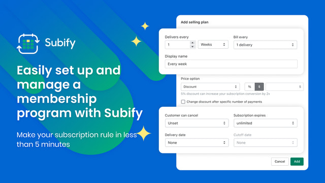 แอป Subify สำหรับการสมัครสมาชิกและการเป็นสมาชิก