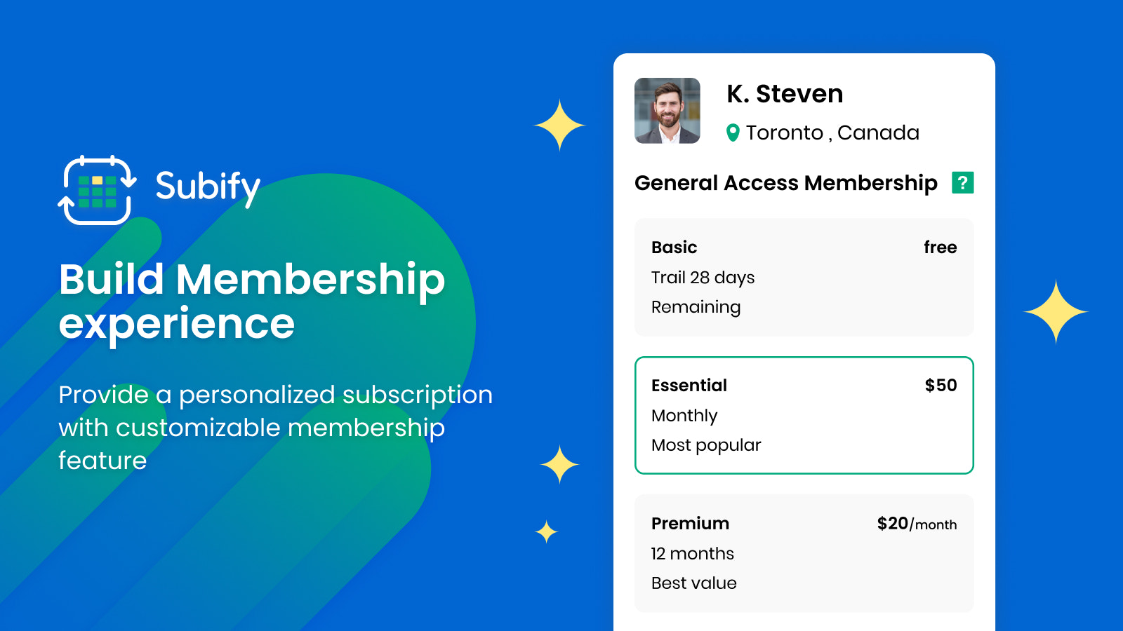 Build membership, Subscription box, recurring order experience