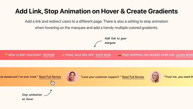 Add Link & Stop Animation on Hover