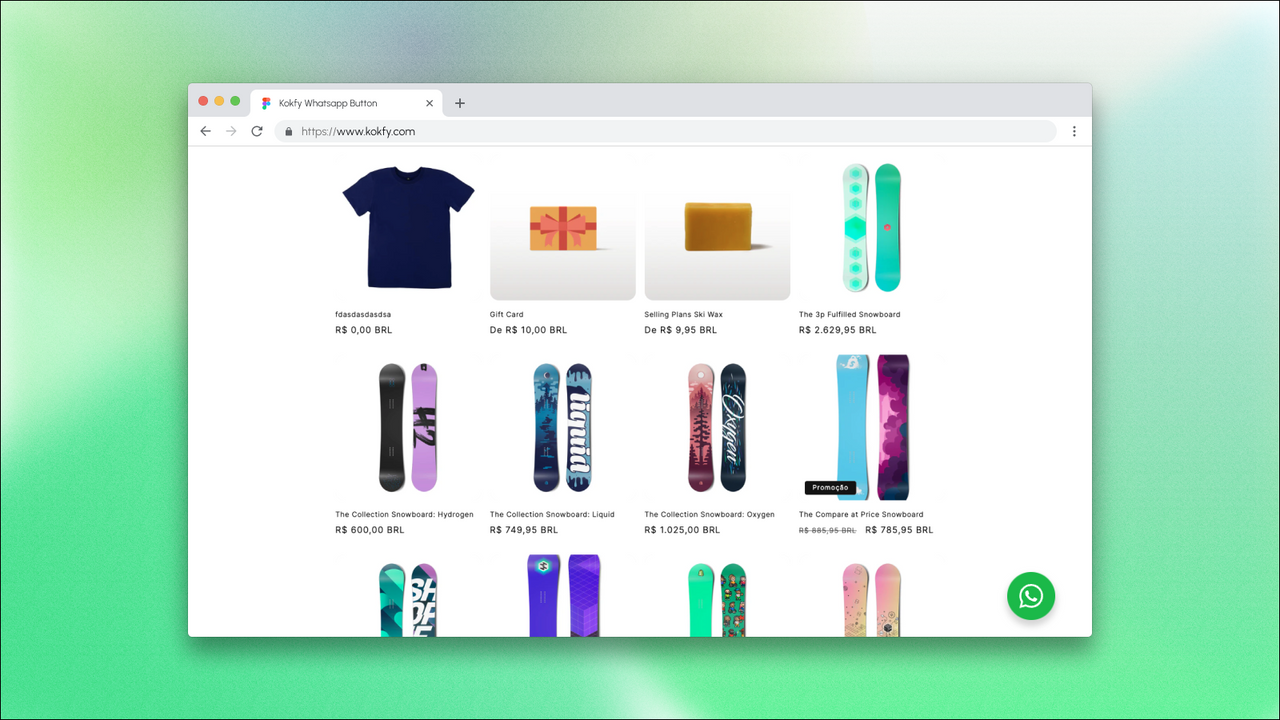 kokfy botão whatsapp na pagina do produto