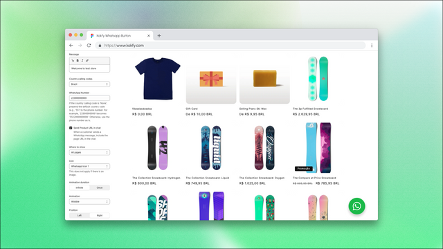 kokfy botão whatsapp na shopify