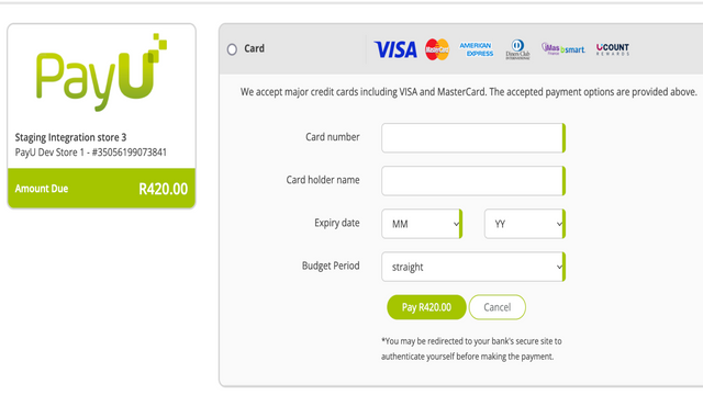 Hosted payment page