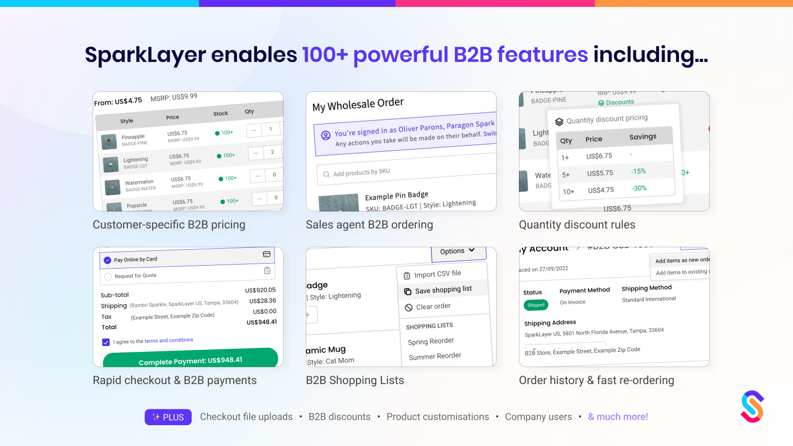 SparkLayer enables powerful B2B features on your Shopify store