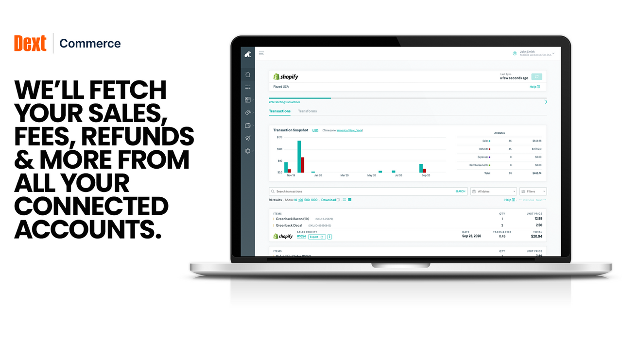 We halen verkoop, kosten, terugbetalingen & meer op uit uw accounts.