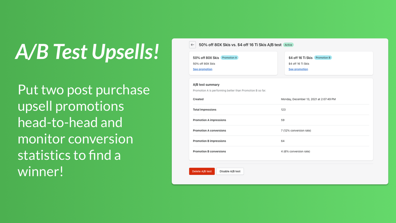 A/B-test post aankoop upsells!