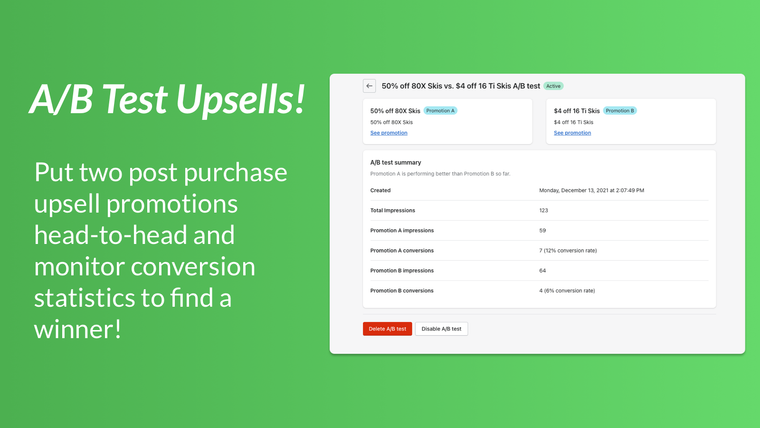 NA Product+Upsell A/B Testing Screenshot