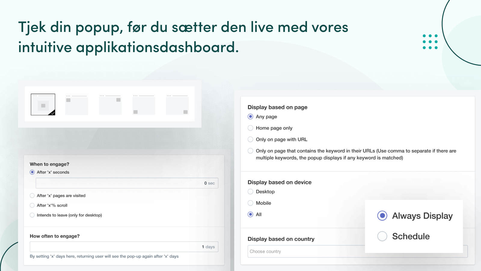 Brug en popup-preview og tjek dit design, før du publicerer.