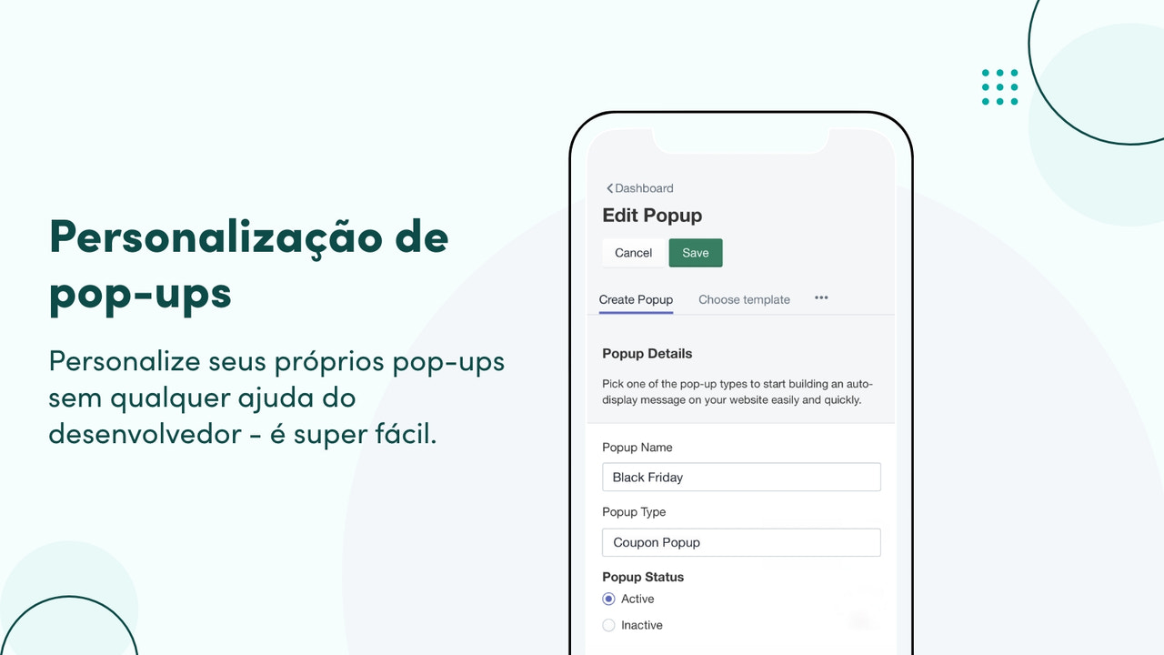 Personalização de pop-ups