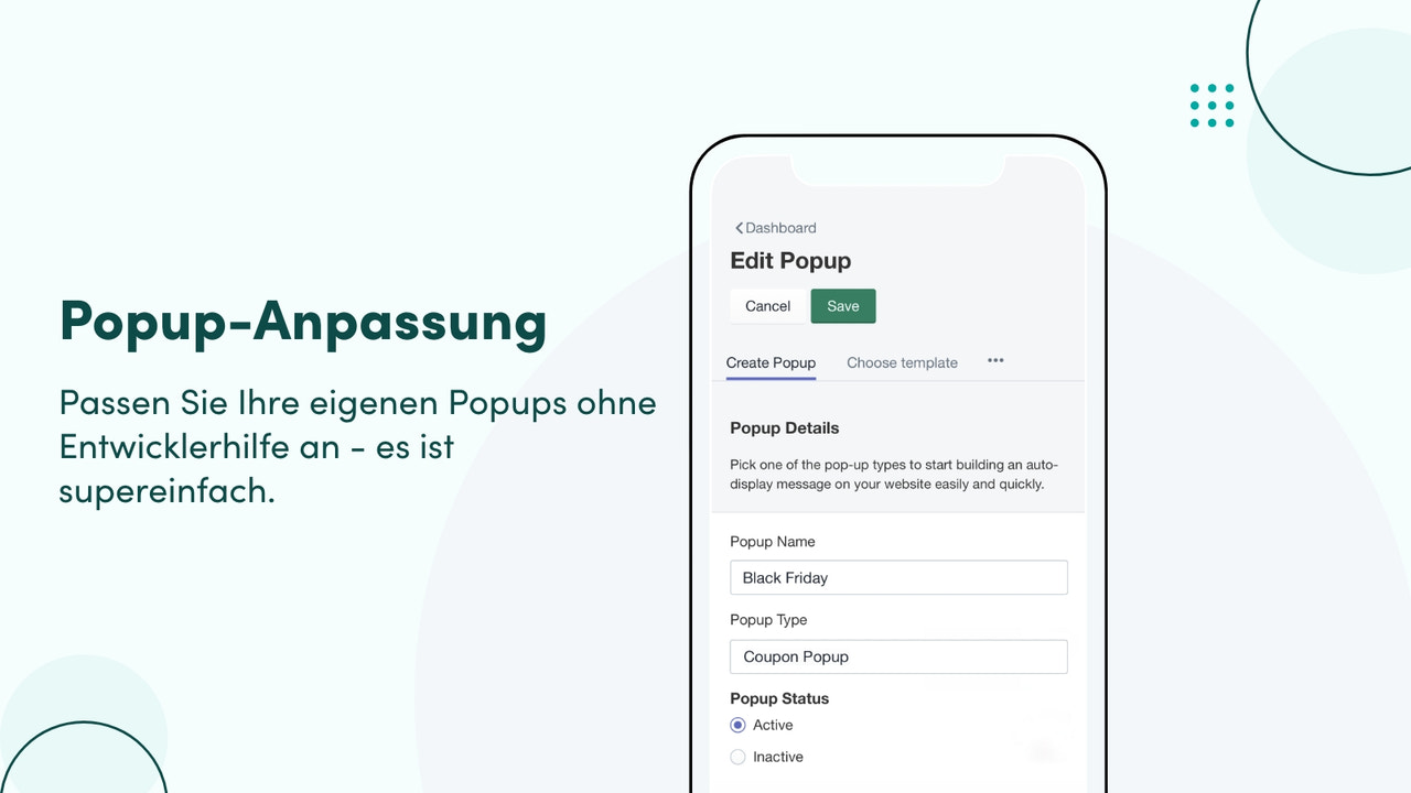 Popup-Anpassung