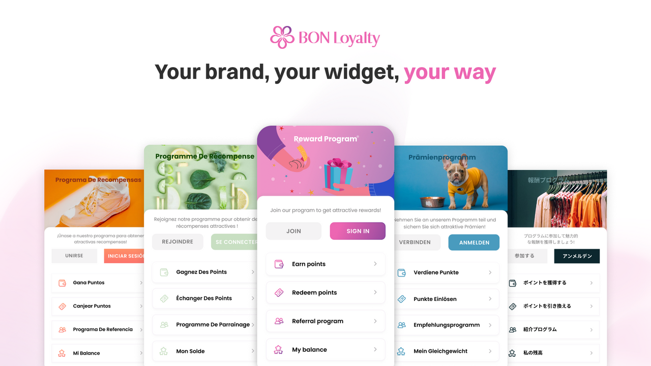 BON Loyalty: widgets personalizáveis do aplicativo Shopify