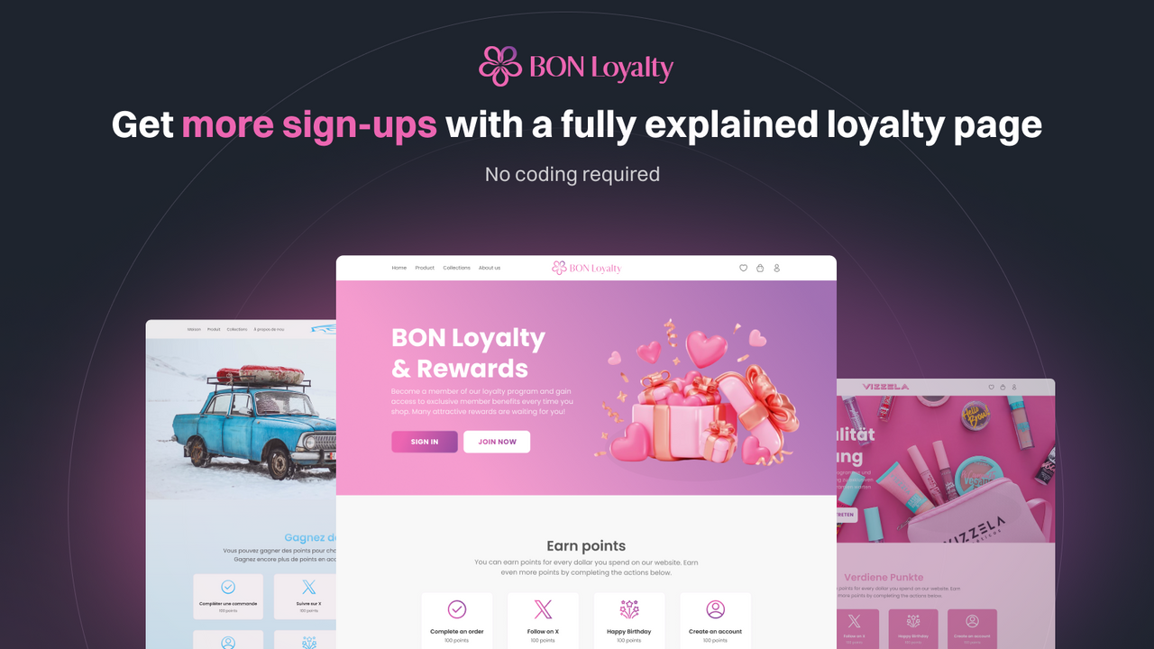 BON Loyalty: Función de la página de fidelización Shopify