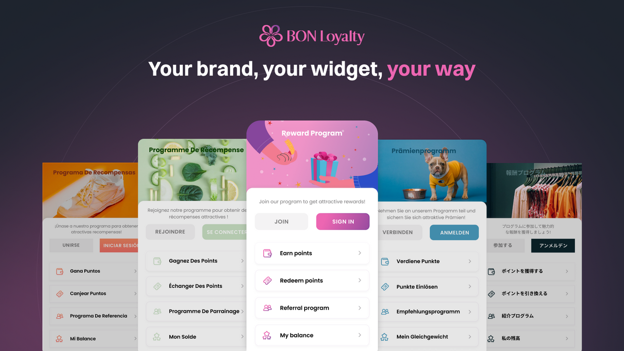 BON Loyalty : Widgets personnalisables de l'app Shopify