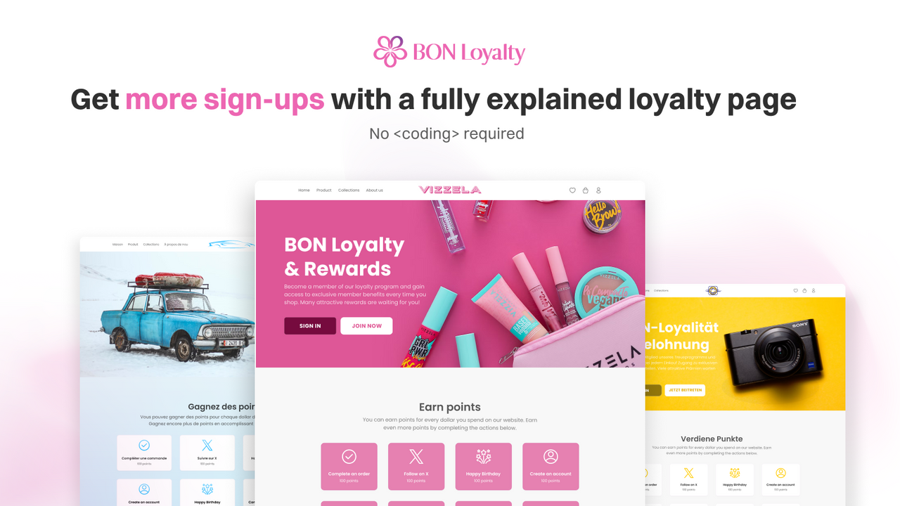 BON Loyalty: Función de la página de fidelización Shopify