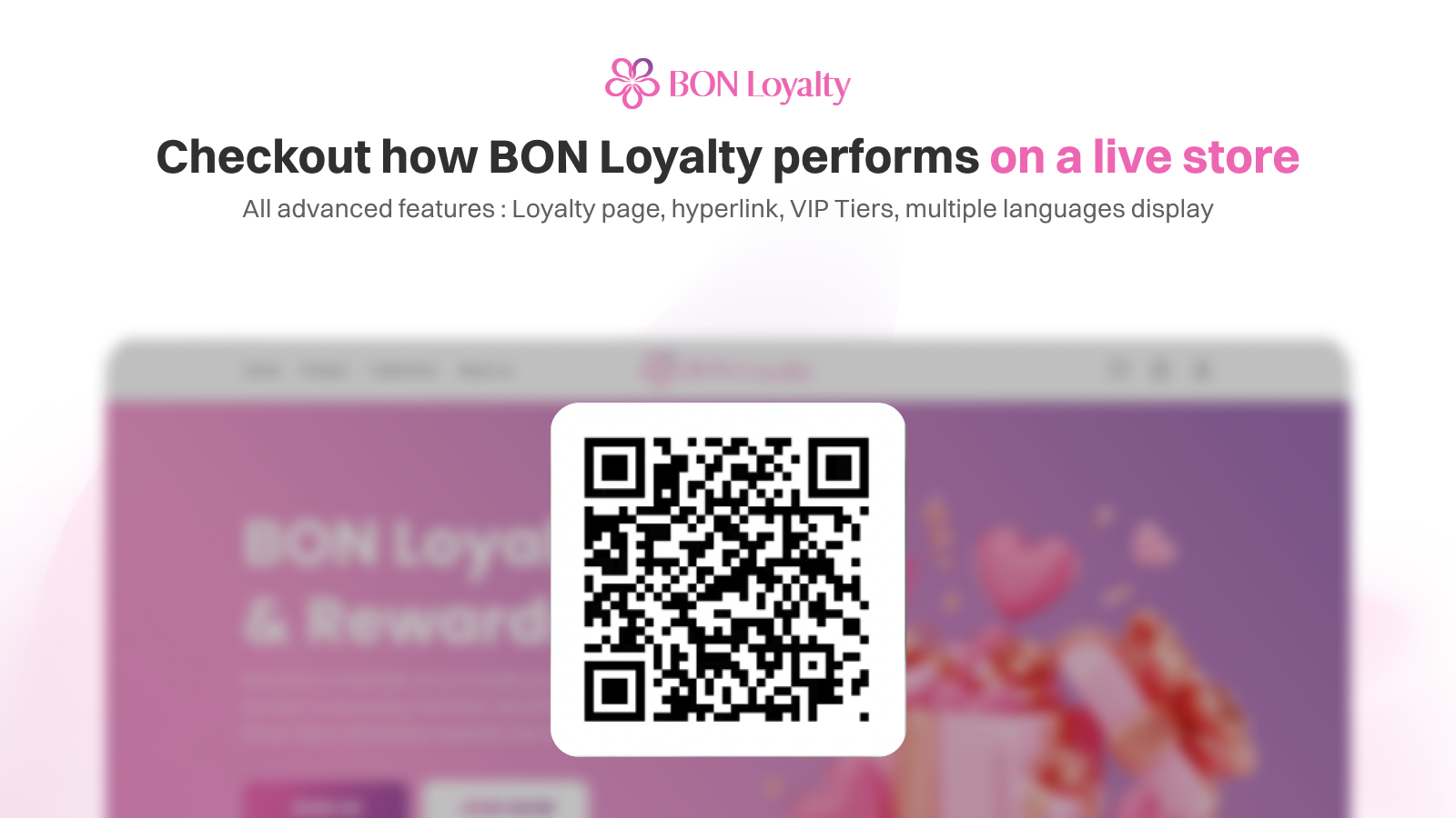 BON Loyalty : Code QR du magasin démo de l'app Shopify