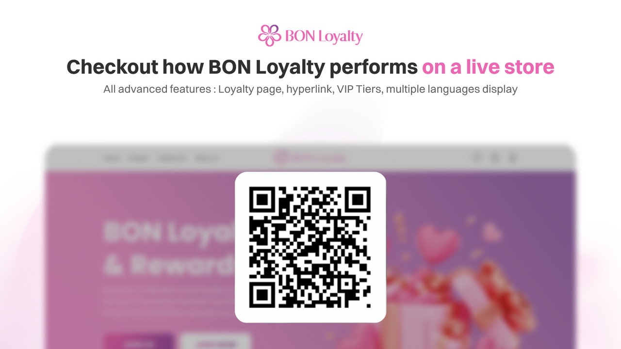 BON Loyalty: Código QR de la tienda demo de la app Shopify