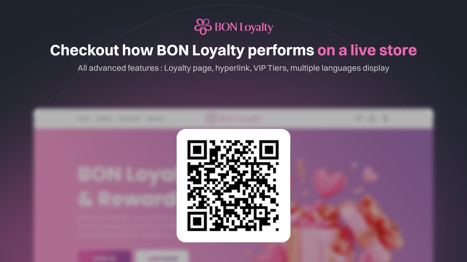 BON Loyalty: Código QR de la tienda demo de la app Shopify