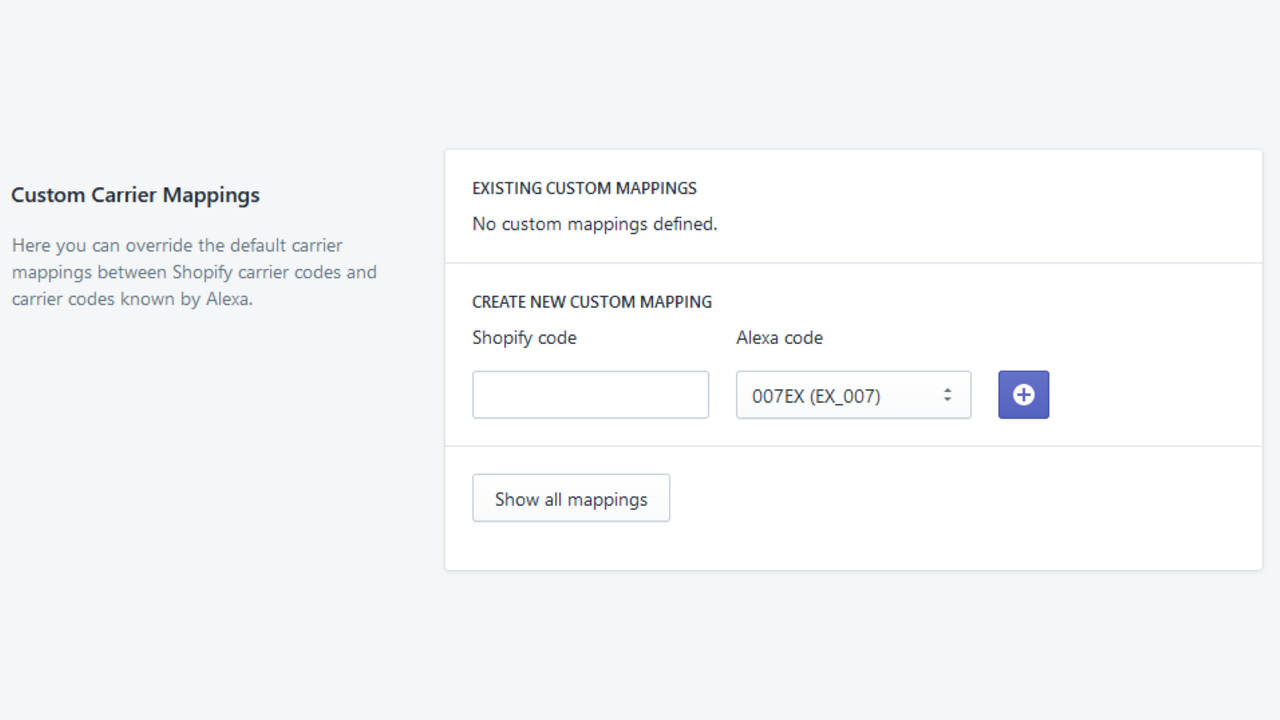 Optional custom carrier mapping.