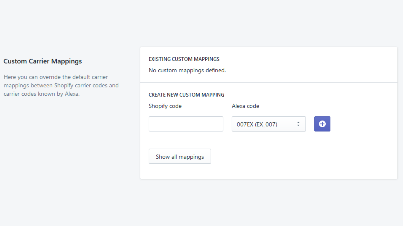 Optional custom carrier mapping.