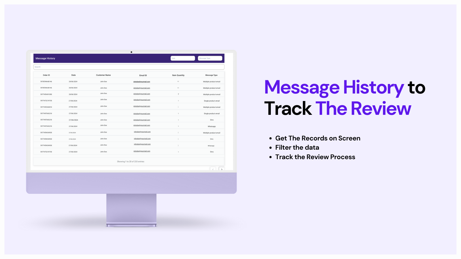 Review Hub Message History