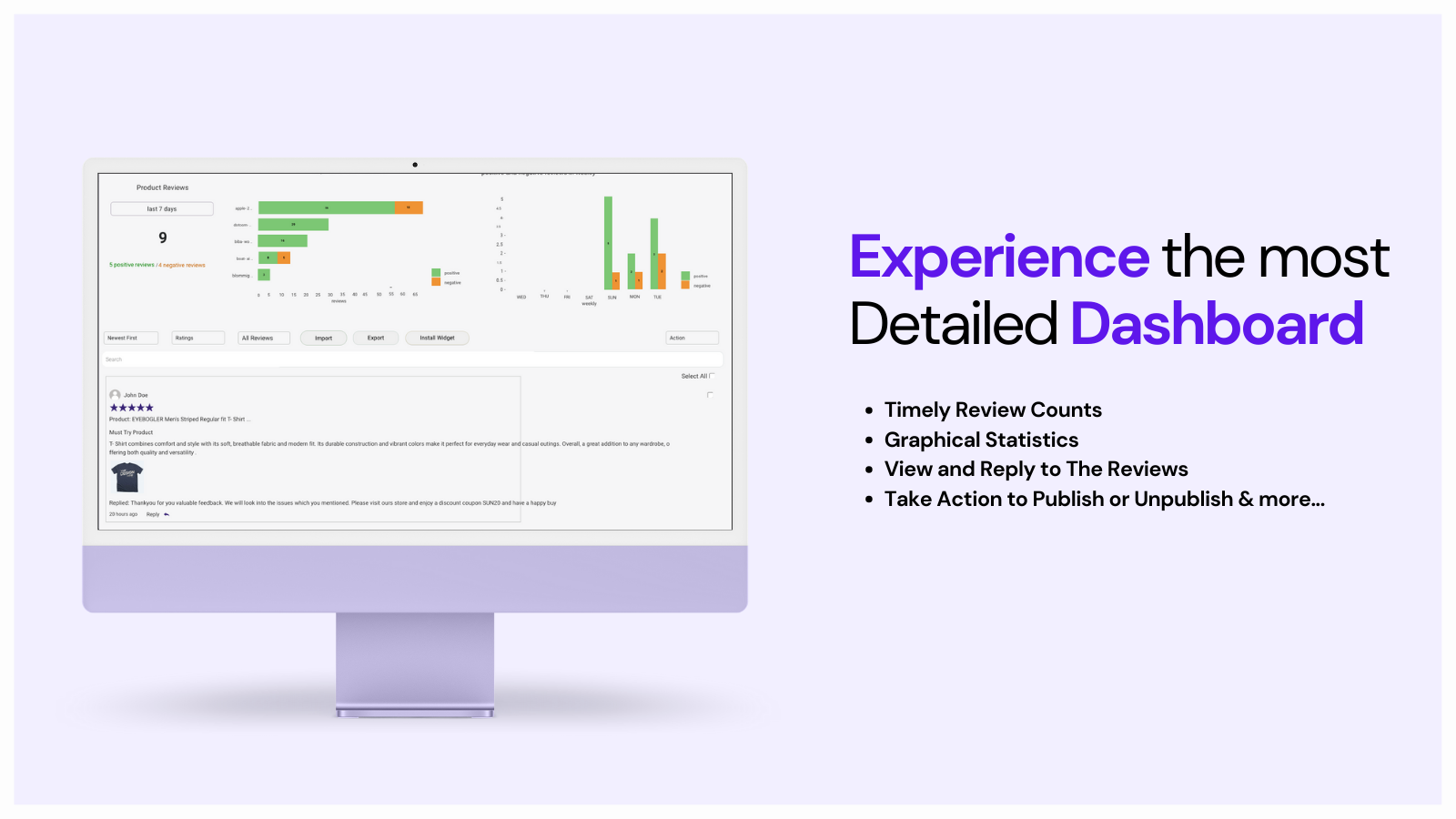 Tableau de bord Review Hub