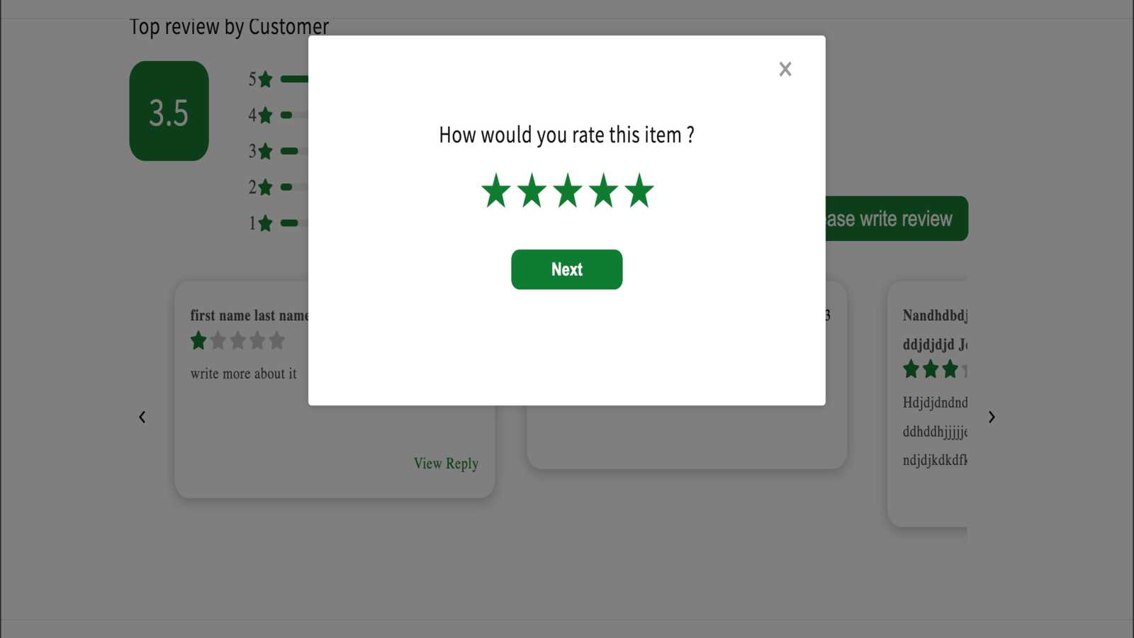 Product review aggregated star ratings