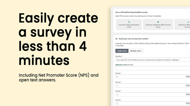 easily create a survey in less than 4 minutes