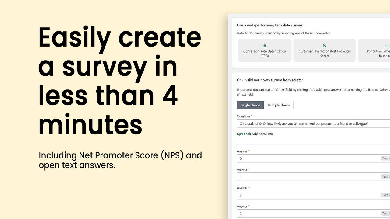 easily create a survey in less than 4 minutes