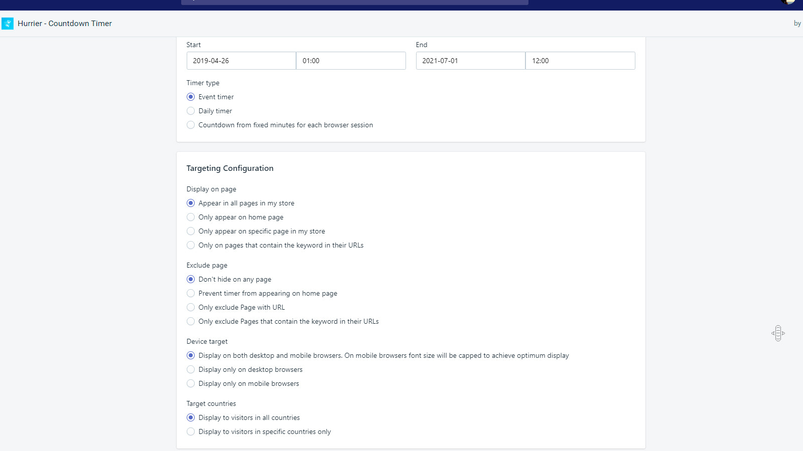 Targeting Configuration