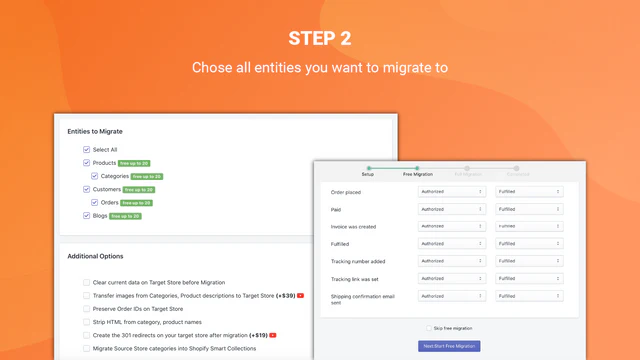 configuration de l'application de migration de boutique litextension, importation de produits